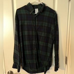 Brooks Brothers. Navy & Green Flannel. Size M